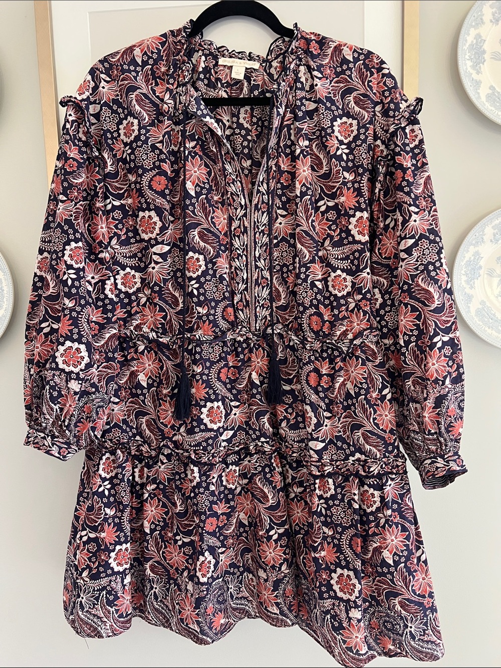 Floral Dress in Navy & Coral